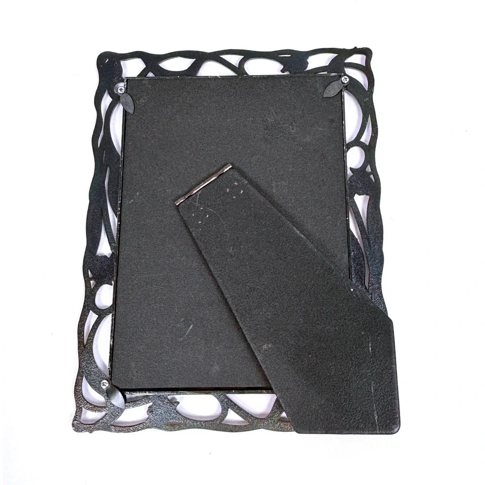 Vtg Art Nouveau Revival Floral Photo Frame Pewter Fairy Gothic Iris Floral Vine